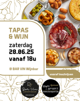 Tapas & Wine • zaterdag 28 juni 2025 vanaf 18u