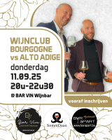 (VOLZET) • Wijnclub Bourgogne vs Alto Adige • donderdag 11 september 2025 vanaf 20u